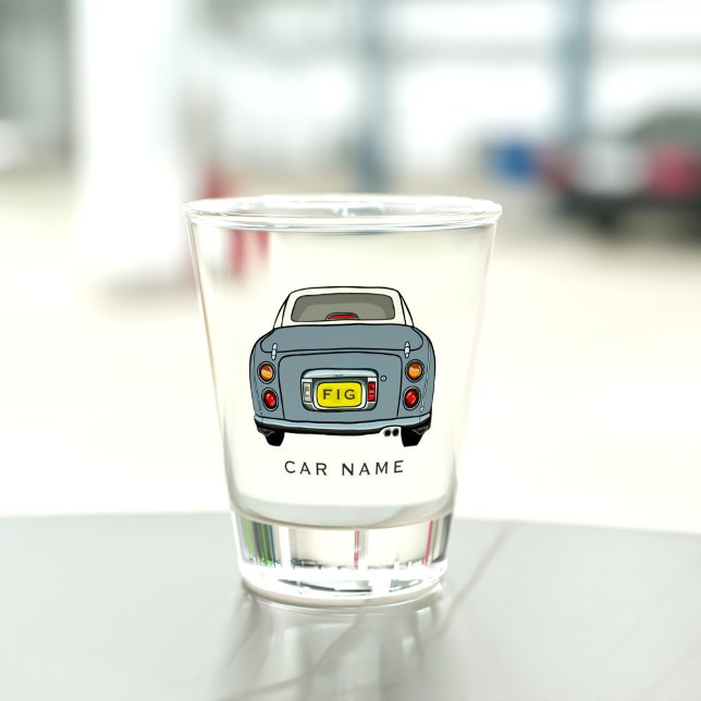 Vaso De Chupito Nombre del coche Lapis Gray Figaro Figaro Glass de (A fun figgy shot glass with space for your car name )