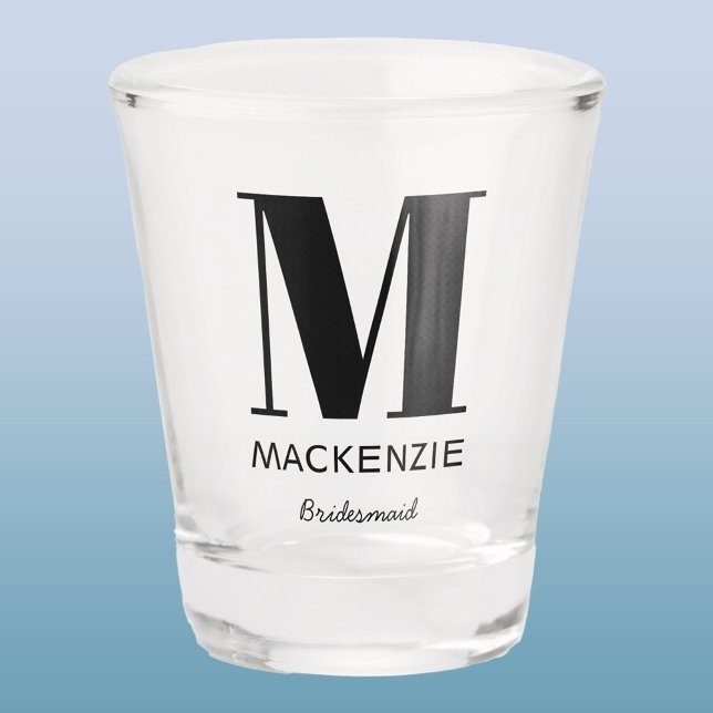 Vaso De Chupito Nombre del Monograma de la dama de honor (Monogram name bridesmaid custom shot glass)