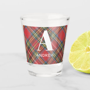 Vaso De Chupito Nombre del monograma, Stewart Tartan Denim Print 1