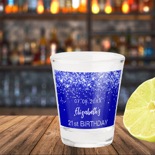 Vaso De Chupito Nombre del purpurina azul real de la fiesta de cum
