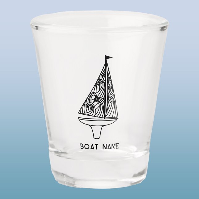 Vaso De Chupito Nombre del velero (Sailing boat and boat name custom text modern shot glass)