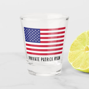 Vaso De Chupito Nombre Monograma azul rojo bandera estadounidense