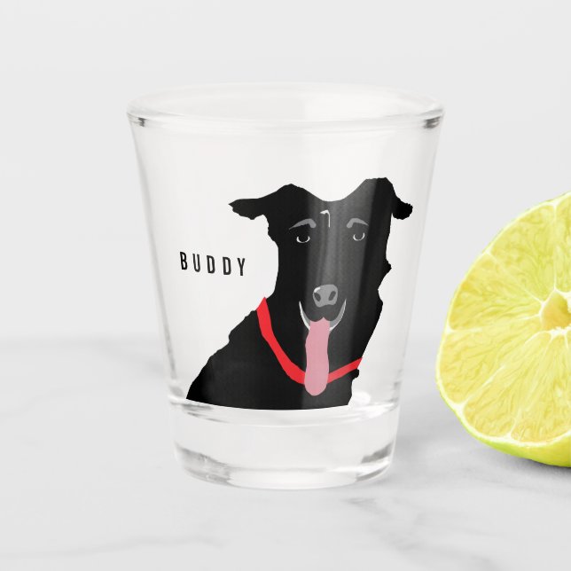 Vaso De Chupito Nombre Monograma de perro recuperador de labrador  (Anverso)