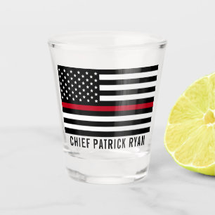 Vaso De Chupito Nombre monograma del indicador de bombero de la l