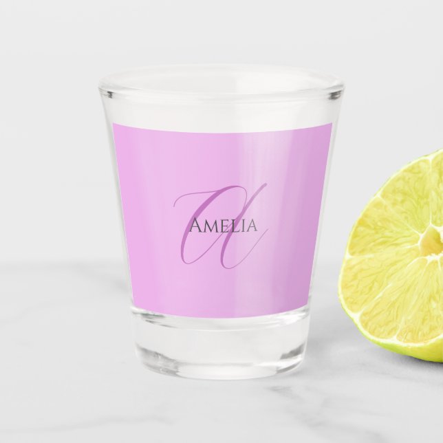 Vaso De Chupito Nombre Monograma Letra inicial Orquídea & Lilac (Anverso)