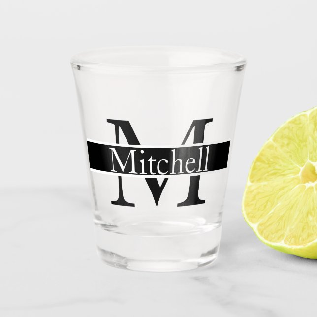Vaso De Chupito Nombre monogramado simple personalizado (Anverso)