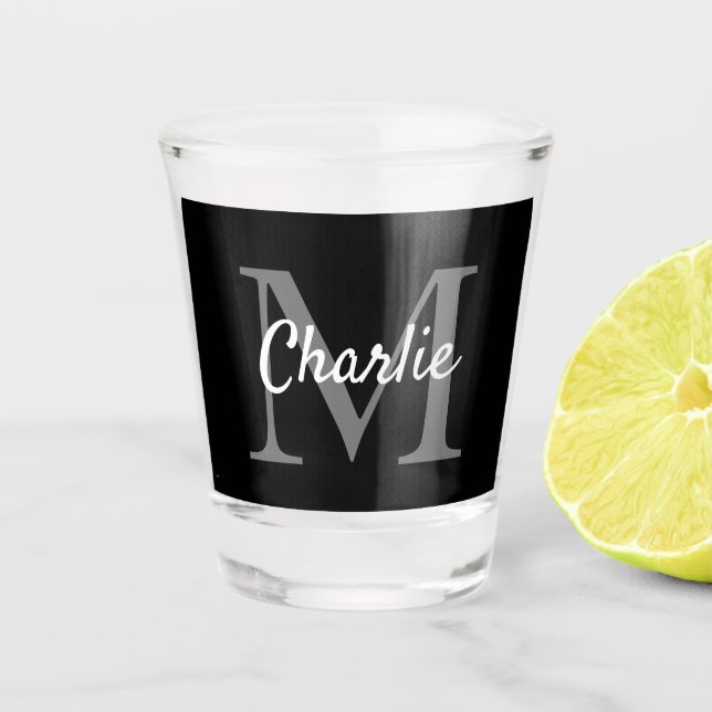 Vaso De Chupito Nombre monogramado simple personalizado (Anverso)