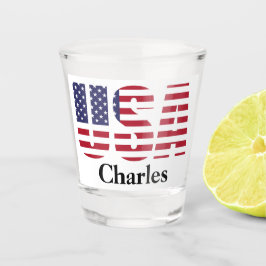 Vaso De Chupito Nombre o Iniciales | Esténcil de Bandera Patriótic