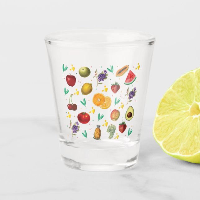 Vaso De Chupito Nombre Personal Frutas Tropicales Y Verduras (Anverso)