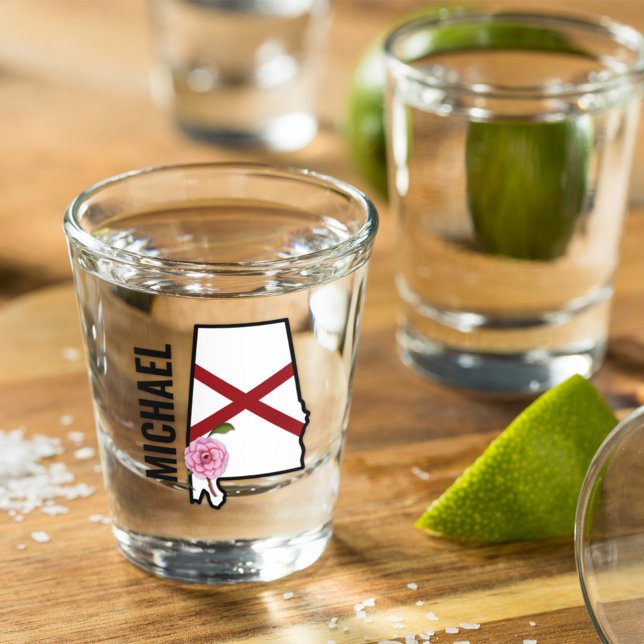Vaso De Chupito Nombre personalizado Bandera de Alabama y camellia (Subido por el creador)