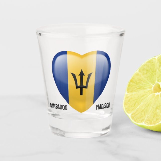 Vaso De Chupito Nombre personalizado Barbados Love (Anverso)