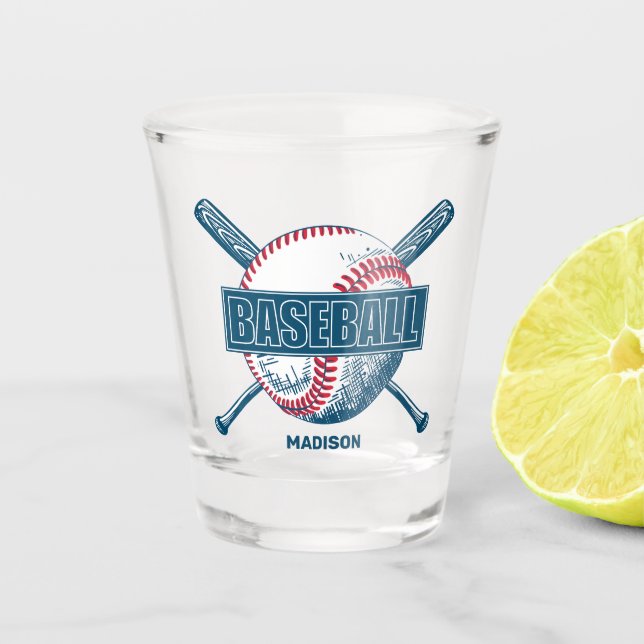 Vaso De Chupito Nombre personalizado Béisbol (Anverso)