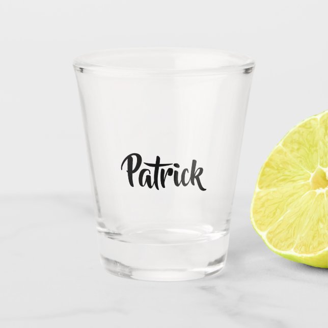 Vaso De Chupito Nombre personalizado blanco plano (Anverso)