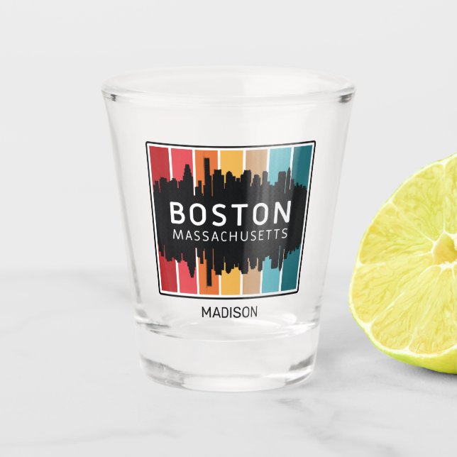 Vaso De Chupito Nombre personalizado Boston Massachusetts (Anverso)