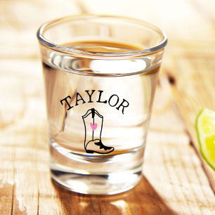 Vaso De Chupito Nombre personalizado Botín de vaquera Lindo modern