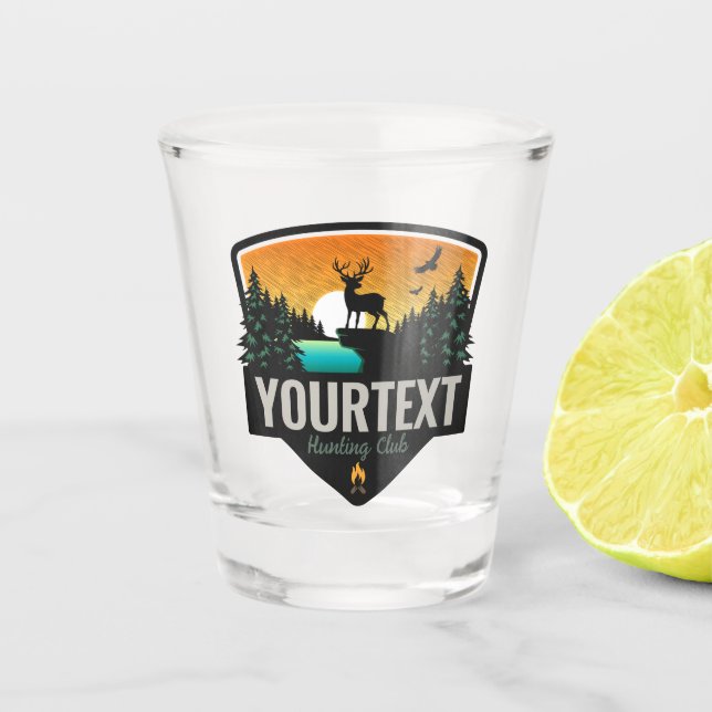Vaso De Chupito NOMBRE Personalizado Caza de alce Atardecer salvaj (Anverso)