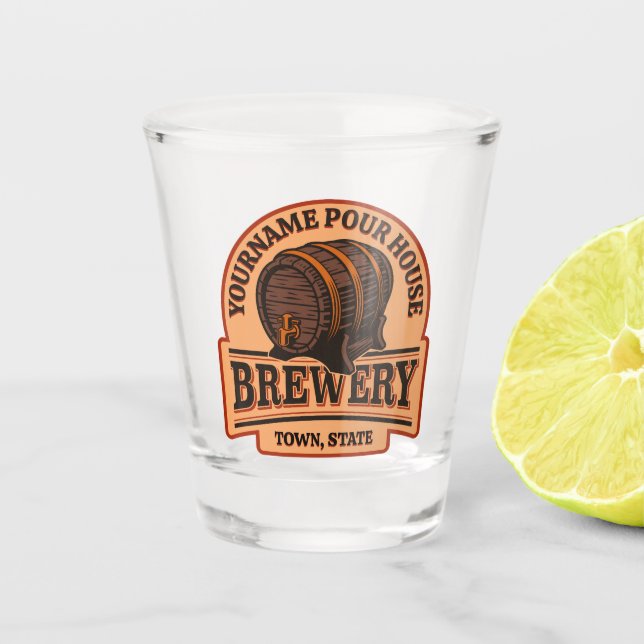 Vaso De Chupito NOMBRE personalizado Cervecería de carne de roble  (Anverso)