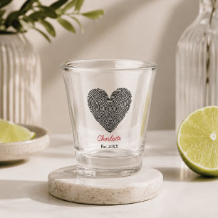 Vaso De Chupito Nombre personalizado con huella dactilar de corazó