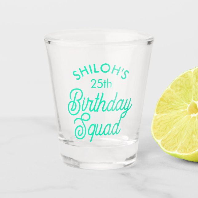 Vaso De Chupito Nombre personalizado Cumpleaños Equipo Fiesta (Anverso)