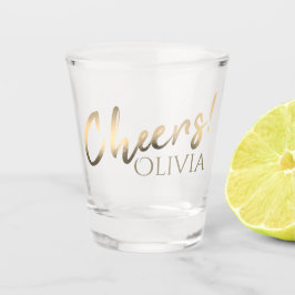 Vaso De Chupito Nombre personalizado de guión de oro elegante