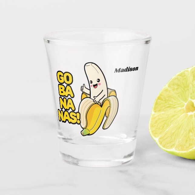 Vaso De Chupito Nombre personalizado de los plátanos de cuta (Anverso)