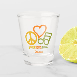 Vaso De Chupito Nombre personalizado de Peace Love Music