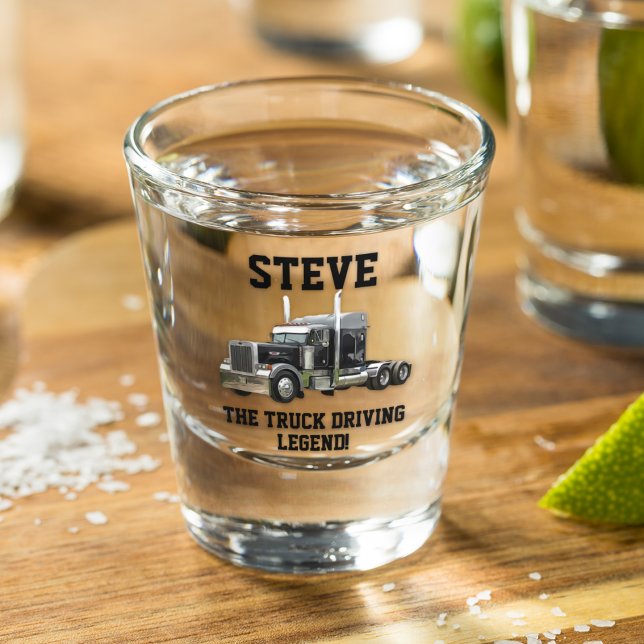 Vaso De Chupito Nombre personalizado del controlador del camión Se (A funny custom shot glass for the truck driver in your life.)