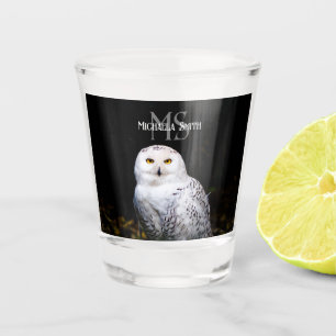 Vaso De Chupito Nombre personalizado del monograma de búho de niev