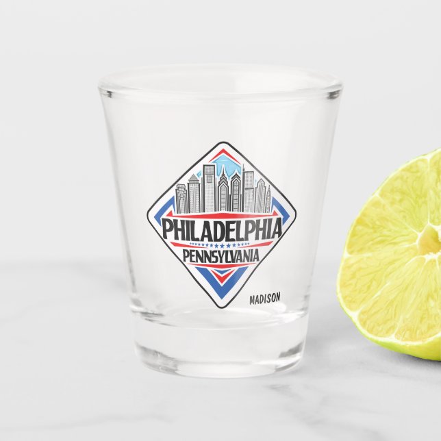 Vaso De Chupito Nombre personalizado Filadelfia Pennsylvania (Anverso)