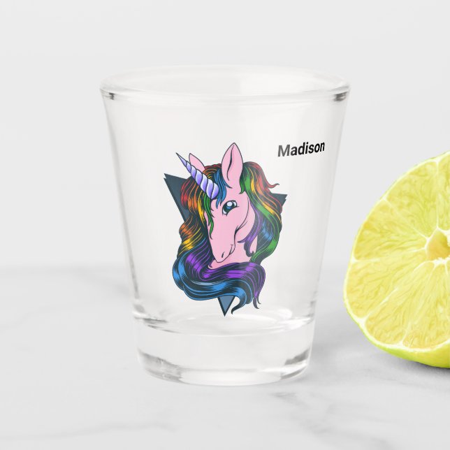 Vaso De Chupito Nombre personalizado Gay Unicorn (Anverso)