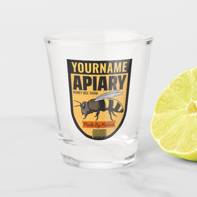 Vaso De Chupito NOMBRE personalizado Granja de colmenas amorosas d (Anverso)