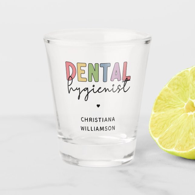Vaso De Chupito Nombre personalizado Higienista dental Regalos RDH (Anverso)