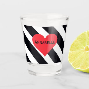 Vaso De Chupito Nombre personalizado moderno blanco negro rayado d