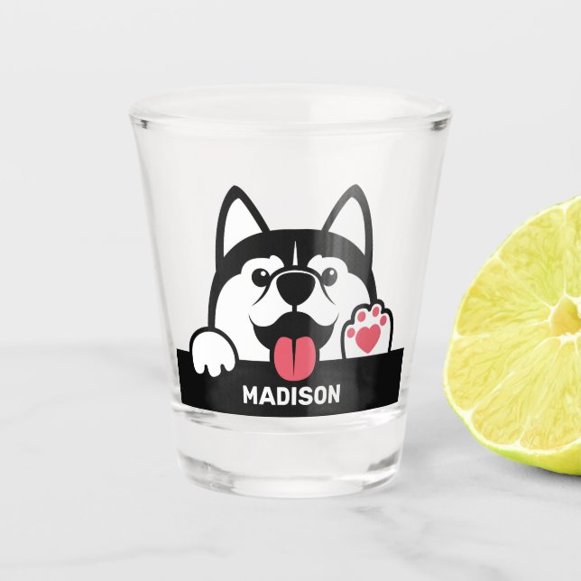 Vaso De Chupito Nombre personalizado Siberian Husky cutto (Anverso)