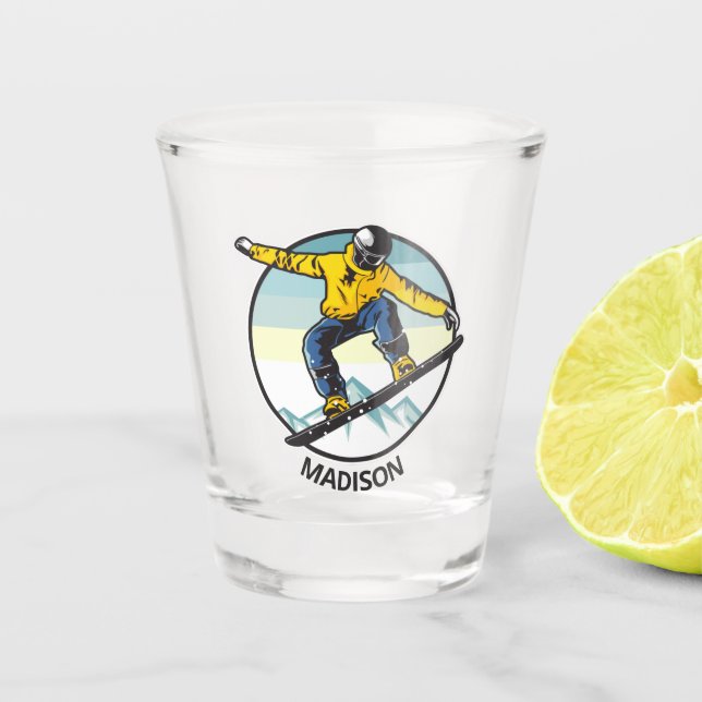 Vaso De Chupito Nombre personalizado SNOWBOARDER  (Anverso)