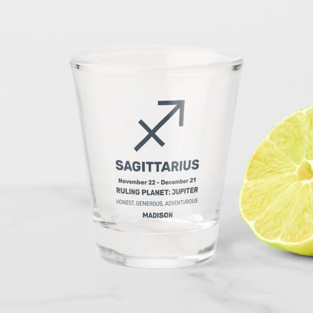 Vaso De Chupito Nombre personalizado / Texto Rótulo zodiaco Sagitt (Anverso)