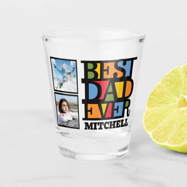 Vaso De Chupito Nombre personalizado y 2 fotos mejor que nunca (Anverso)