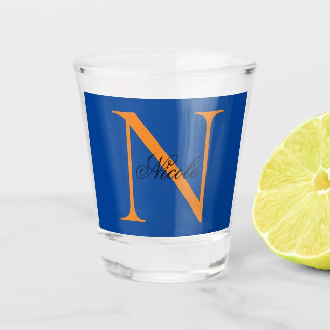 Vaso De Chupito Nombre propio monogramado inicial azul profundo (Anverso)