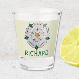 Vaso De Chupito Nombre, Rosa Blanca de Yorkshire con Filigrana de