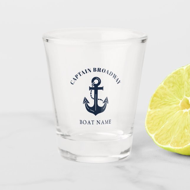 Vaso De Chupito Nombre sofisticado de capitán y embarcación (Anverso)
