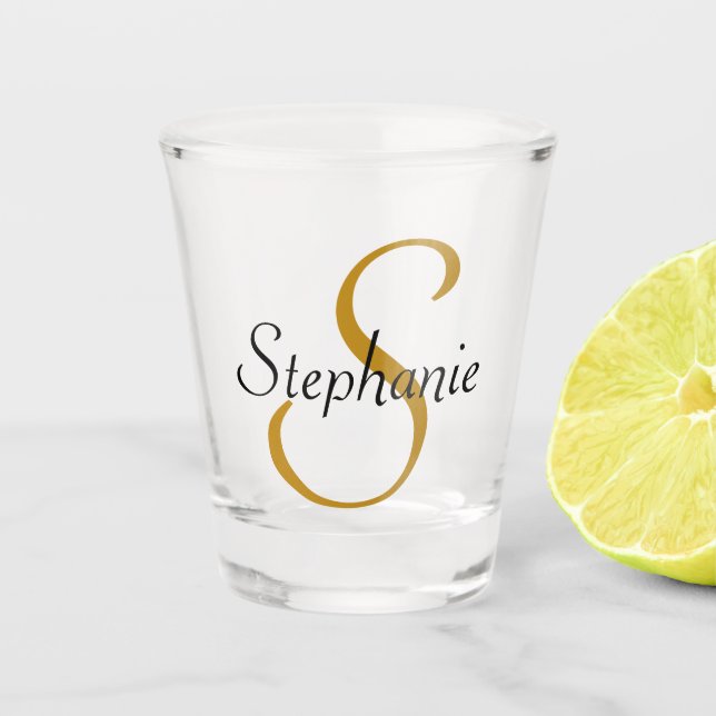 Vaso De Chupito Nombre y inicial monocromático simple (Anverso)