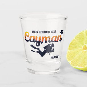 Vaso De Chupito Nombre y texto personalizados Islas Caimán Buceado