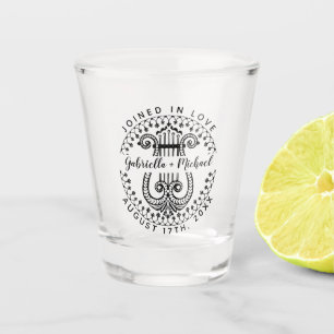 Vaso De Chupito Nombres de pareja casada en boda Arpa ornamentad