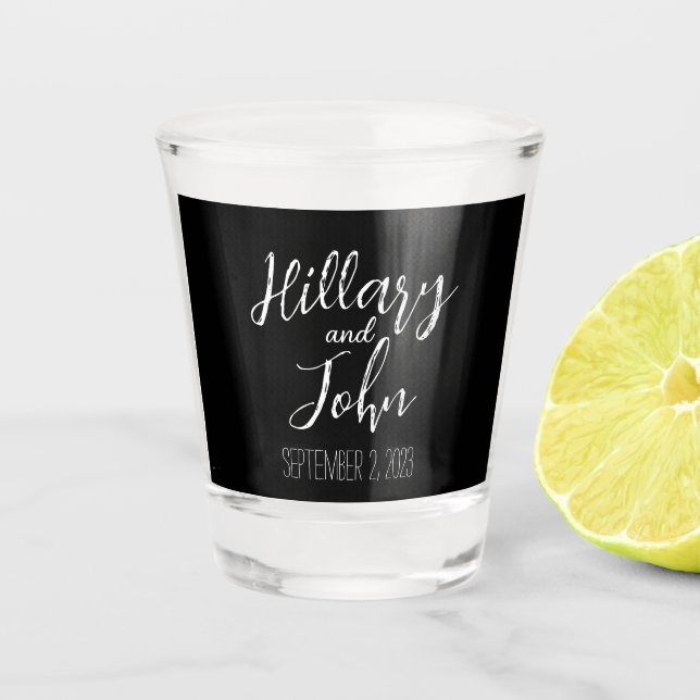 Vaso De Chupito Nombres de parejas y Date Classic (Anverso)
