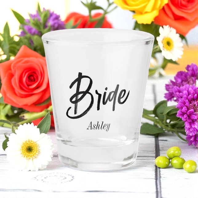 Vaso De Chupito Novia Blanco Negro Script Boda  (Subido por el creador)