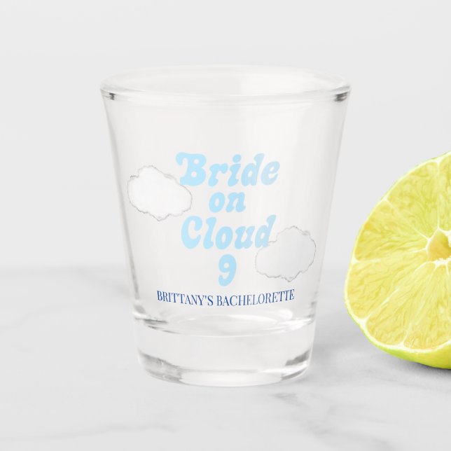 Vaso De Chupito Novia en la nube 9 Bachelorette Hen Fiesta (Anverso)
