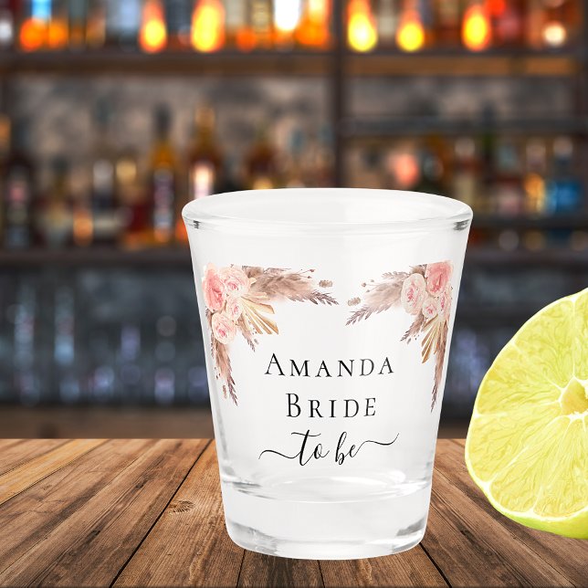 Vaso De Chupito Novia hierba de pampas flores rosadas (Subido por el creador)