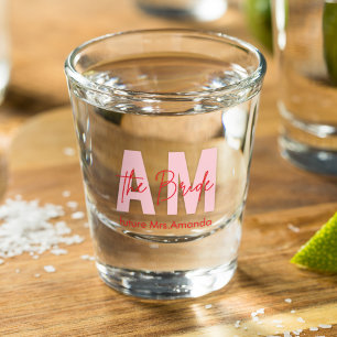 Vaso De Chupito Novia mínima   Personalizado Futuro Sra. Iniciales