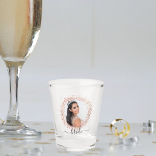Vaso De Chupito Novia rosa dorado foto brillo nombre script