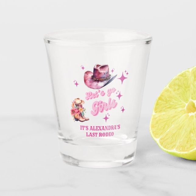 Vaso De Chupito Novia rosa Nashville Vamos Chicas Bachelorette (Anverso)
